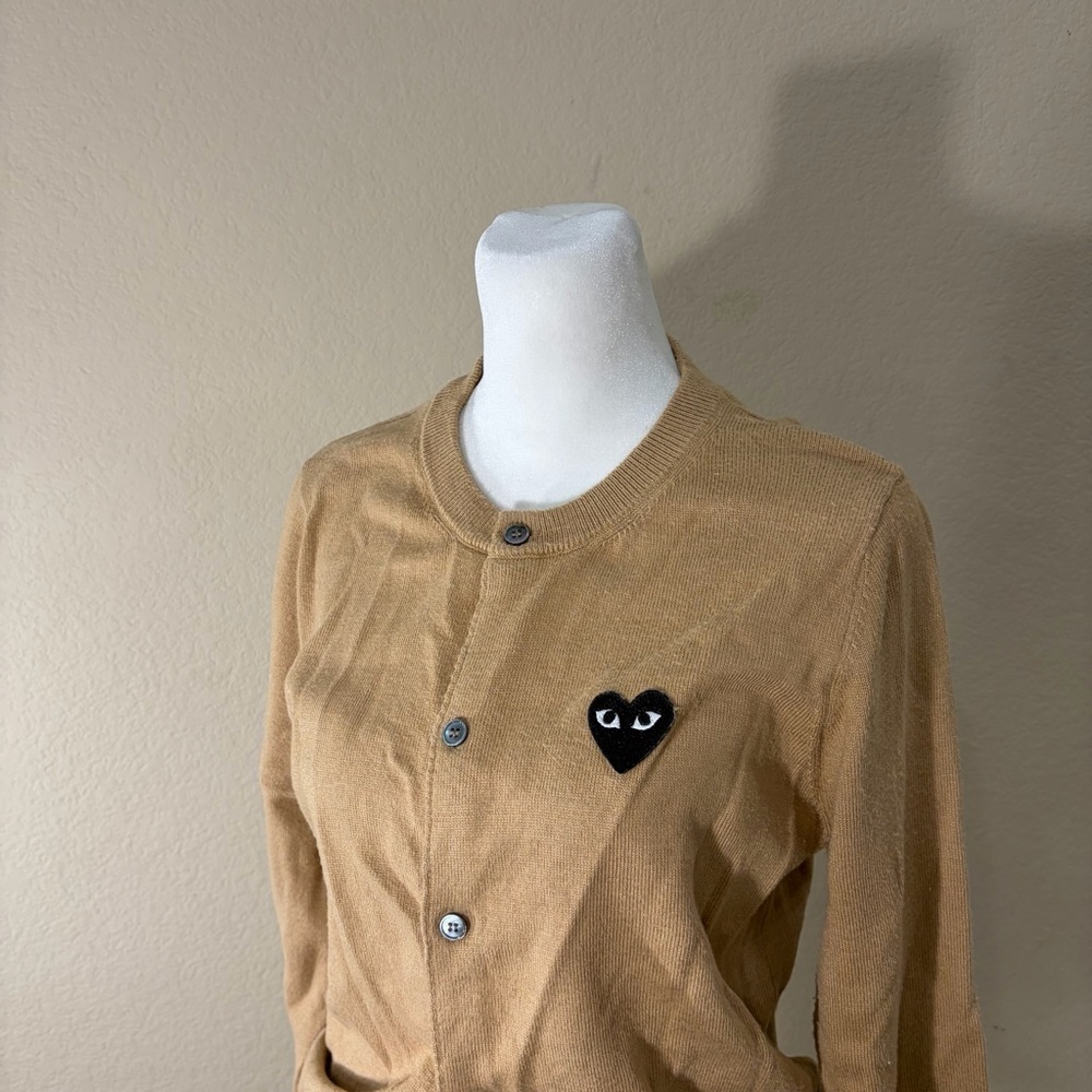 Comme des Garcons Play Womens Heart Logo Wool Cardigan Sz M Made in Japan Luxury - Picture 3 of 12